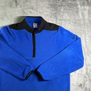 Nike Therma-FIT Pullover Fleece Jacket Half Zip Blue Black Mens Large
